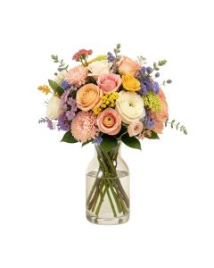 Bouquet Mixed Floral Arrangement In Glass Vase