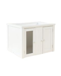 Moss Crossing Empty Furniture-Style Litter Enclosure - White (synthetic illustration; no displayed measurements)