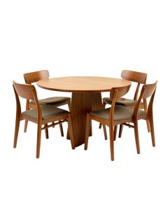 Monte Mid-Century Modern Wood Round 5 Piece Dining Set