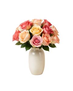 Artificial Roses Floral Arrangement In Vase
