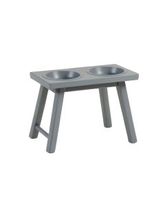 Hill Dell Pet Feeding Stand With Two Plain Empty Bowls - Gray