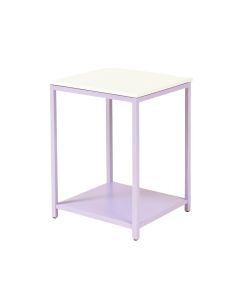Nagma Metal Nightstand In White /Light Purple (synthetic illustration; no displayed measurements)