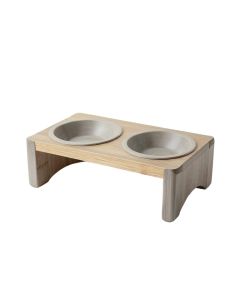 Rowan Bend Pet Feeding Stand With Two Plain Empty Bowls - Gray