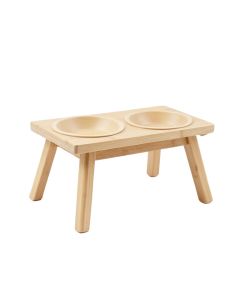 Field Crest Pet Feeding Stand With Two Plain Empty Bowls - Beige (synthetic illustration; no displayed measurements)