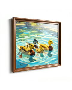 Pool Party ( Ducks ) By Lucia Heffernan - Floater Frame Painting Print On Canvas (synthetic illustration; no displayed measurements)