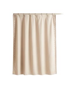 Oak Dale Shower Curtain Hanging Flat From A Plain Rod - Beige (synthetic illustration; no displayed measurements)