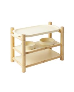 Slate Bridge Pet Feeding Stand With Two Plain Empty Bowls - Cream (synthetic illustration; no displayed measurements)