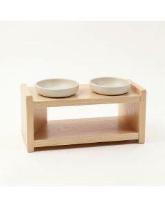 Summit Canyon Pet Feeding Stand With Two Plain Empty Bowls - Beige (synthetic illustration; no displayed measurements)