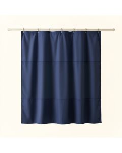 Shore Bluff Shower Curtain Hanging Flat From A Plain Rod - Navy (synthetic illustration; no displayed measurements)