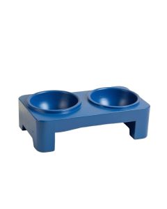 River Bend Pet Feeding Stand With Two Plain Empty Bowls - Blue