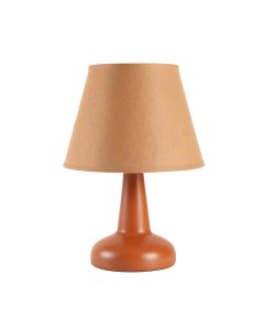 Spruce Arc Table Lamp With A Plain Fabric Shade - Terracotta