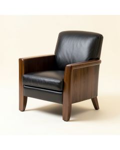 Leather Arm Chair In Walnut/Black (synthetic illustration; no displayed measurements)