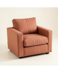 River Bridge Upholstered Armchair - Terracotta (synthetic illustration; no displayed measurements)