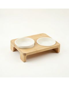 Lake Crest Pet Feeding Stand With Two Plain Empty Bowls - Ivory (synthetic illustration; no displayed measurements)