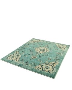 Leonora Bohemian Textured Weave Floral Indoor/Outdoor Teal Area Rug (synthetic illustration; no displayed measurements)