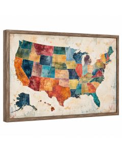 Usa Map 2 - Graphic Art Print On Canvas