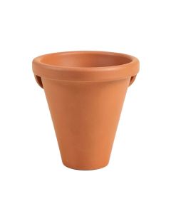 Cedar Bridge Empty Railing Planter With Integral Brackets - Terracotta (synthetic illustration; no displayed measurements)