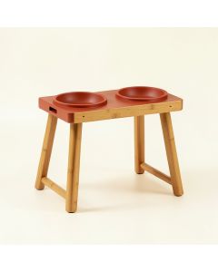 River Brook Pet Feeding Stand With Two Plain Empty Bowls - Terracotta (synthetic illustration; no displayed measurements)