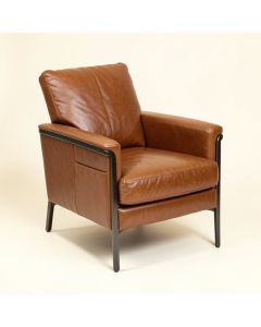Roudebush 23.6 '' Wide Genuine Leather Armchair (synthetic illustration; no displayed measurements)