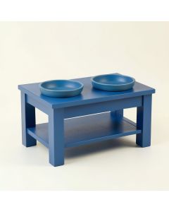 Pine Crest Pet Feeding Stand With Two Plain Empty Bowls - Blue (synthetic illustration; no displayed measurements)