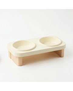 Maple Dale Pet Feeding Stand With Two Plain Empty Bowls - Cream (synthetic illustration; no displayed measurements)