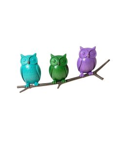 3 Metal Owls On Branch Wall Decor