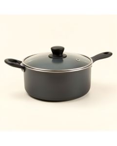 Ayesha Curry Covered Saucepot 4.5 Qt . Hard Anodized Aluminum Sauce Pan With Lid (synthetic illustration; no displayed measurements)