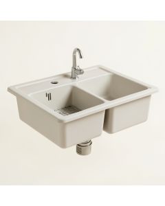 33 '' L X 21 '' W Double Basin Farmhouse/Apron Kitchen Sink With Sink Grid And Drain Assemblies (synthetic illustration; no displayed measurements)