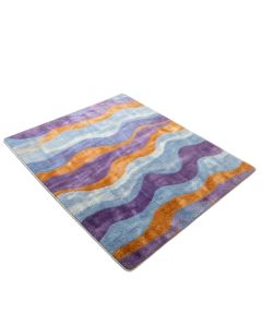 Ombre Hand Drawn Waves Sky Blue/Purple/Orange Area Rug