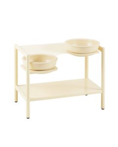 Holly Field Pet Feeding Stand With Two Plain Empty Bowls - Cream