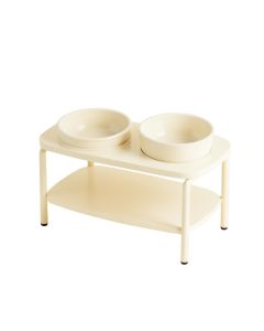 Spruce Bridge Pet Feeding Stand With Two Plain Empty Bowls - Ivory (synthetic illustration; no displayed measurements)