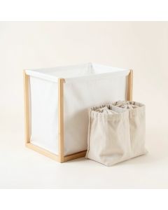 Ash Arc Laundry Sorting Station With Plain Removable Bags (synthetic illustration; no displayed measurements)