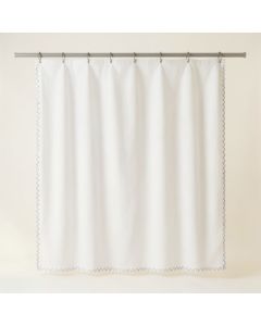 Hazel Dell Shower Curtain Hanging Flat From A Plain Rod - White (synthetic illustration; no displayed measurements)
