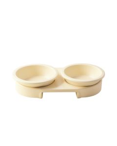 Bay Edge Pet Feeding Stand With Two Plain Empty Bowls - Ivory