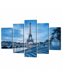 Eiffel Tower With Stairs 5 Piece Wall Art On Wrapped Canvas Set