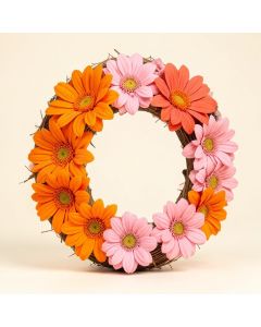Artificial Daisy On Natural Twig Base 24 '' Polyester Wreath (synthetic illustration; no displayed measurements)