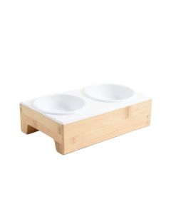 Lake Dell Pet Feeding Stand With Two Plain Empty Bowls - White