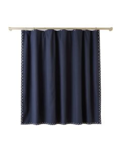 Stone Dell Shower Curtain Hanging Flat From A Plain Rod - Navy