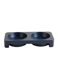 Juniper Bend Pet Feeding Stand With Two Plain Empty Bowls - Navy