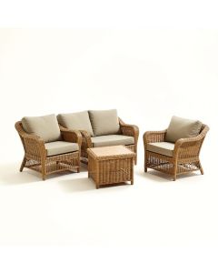 Patio 3 Pieces Rattan Seating Group With Cushions (synthetic illustration; no displayed measurements)