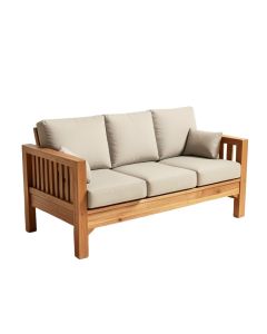 Asther Teak Patio Sofa With Cushions (synthetic illustration; no displayed measurements)