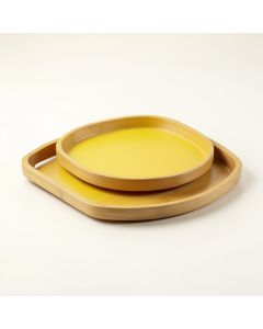 Serving Tray With Handles - Wood Bamboo Trays For Food Breakfast Party (synthetic illustration; no displayed measurements)