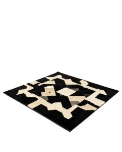 Hardage Geometric Tufted Wool Black/Beige Area Rug