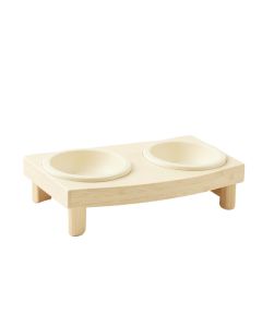 Dune Dell Pet Feeding Stand With Two Plain Empty Bowls - Cream
