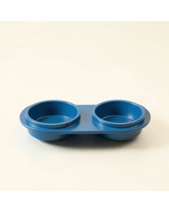 Sage Bend Pet Feeding Stand With Two Plain Empty Bowls - Blue (synthetic illustration; no displayed measurements)
