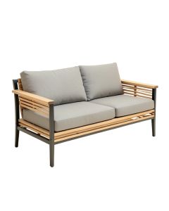 Marina Teak Patio Sofa With Cushions (synthetic illustration; no displayed measurements)