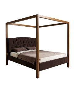 Atcan Queen Tufted Upholstered Low Profile Four Poster Bed