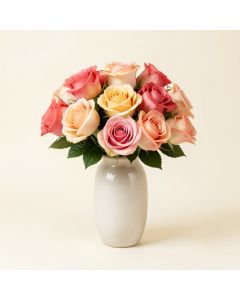 Artificial Roses Floral Arrangement In Vase (synthetic illustration; no displayed measurements)