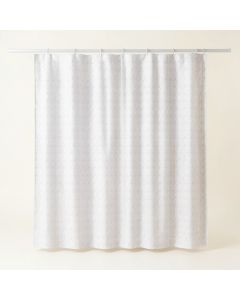 Spruce Bluff Shower Curtain Hanging Flat From A Plain Rod - White (synthetic illustration; no displayed measurements)