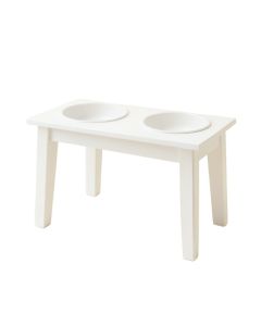 Dune Canyon Pet Feeding Stand With Two Plain Empty Bowls - White